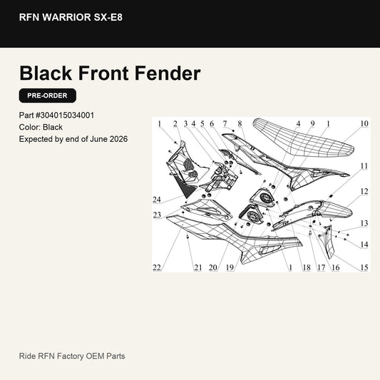 Black Front Fender For RFN Warrior SX-E8