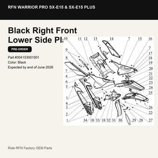 Black Right Front Lower Side Plastic For RFN Warrior Pro SX-E15 & SX-E15 Plus