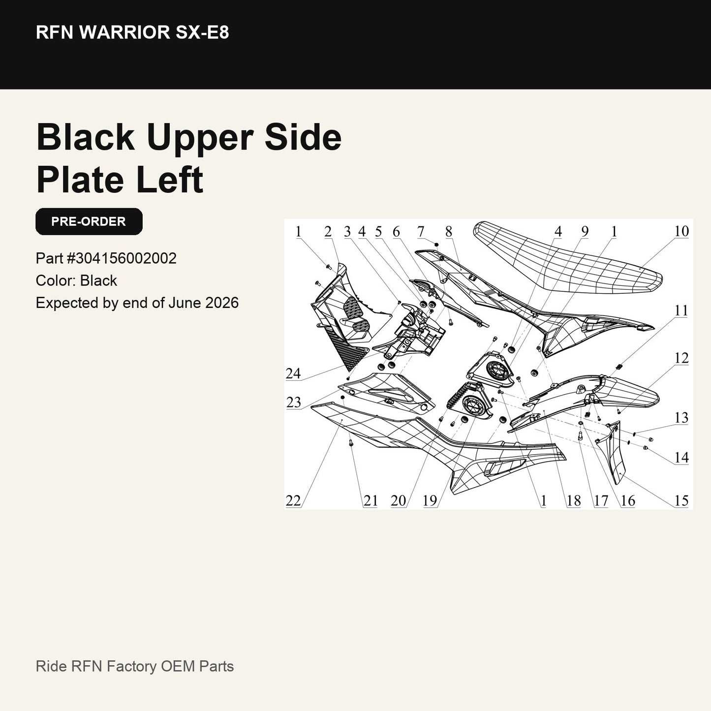 Black Upper Side Plate Left For RFN Warrior SX-E8