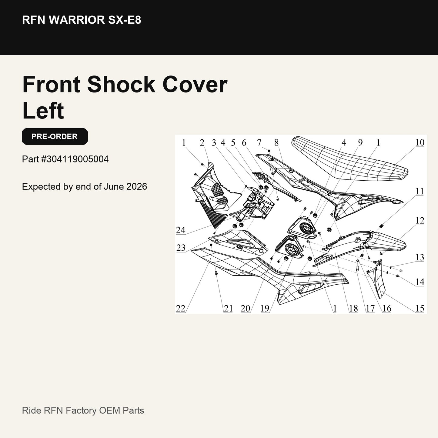 Front Shock Cover Left For RFN Warrior SX-E8