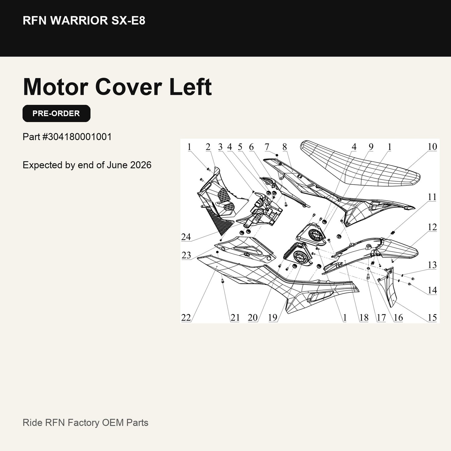 Motor Cover Left For RFN Warrior SX-E8