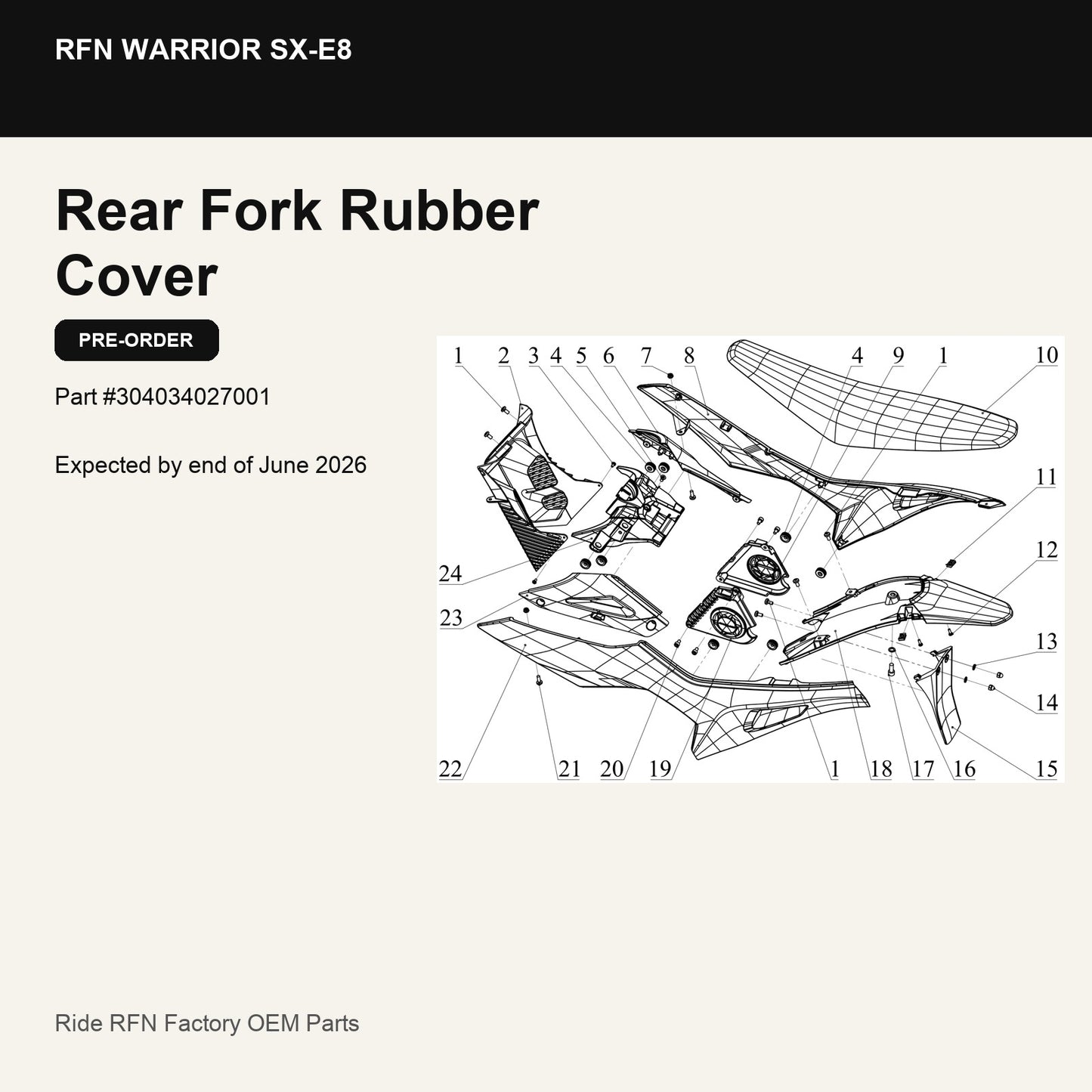 Rear Fork Rubber Cover For RFN Warrior SX-E8
