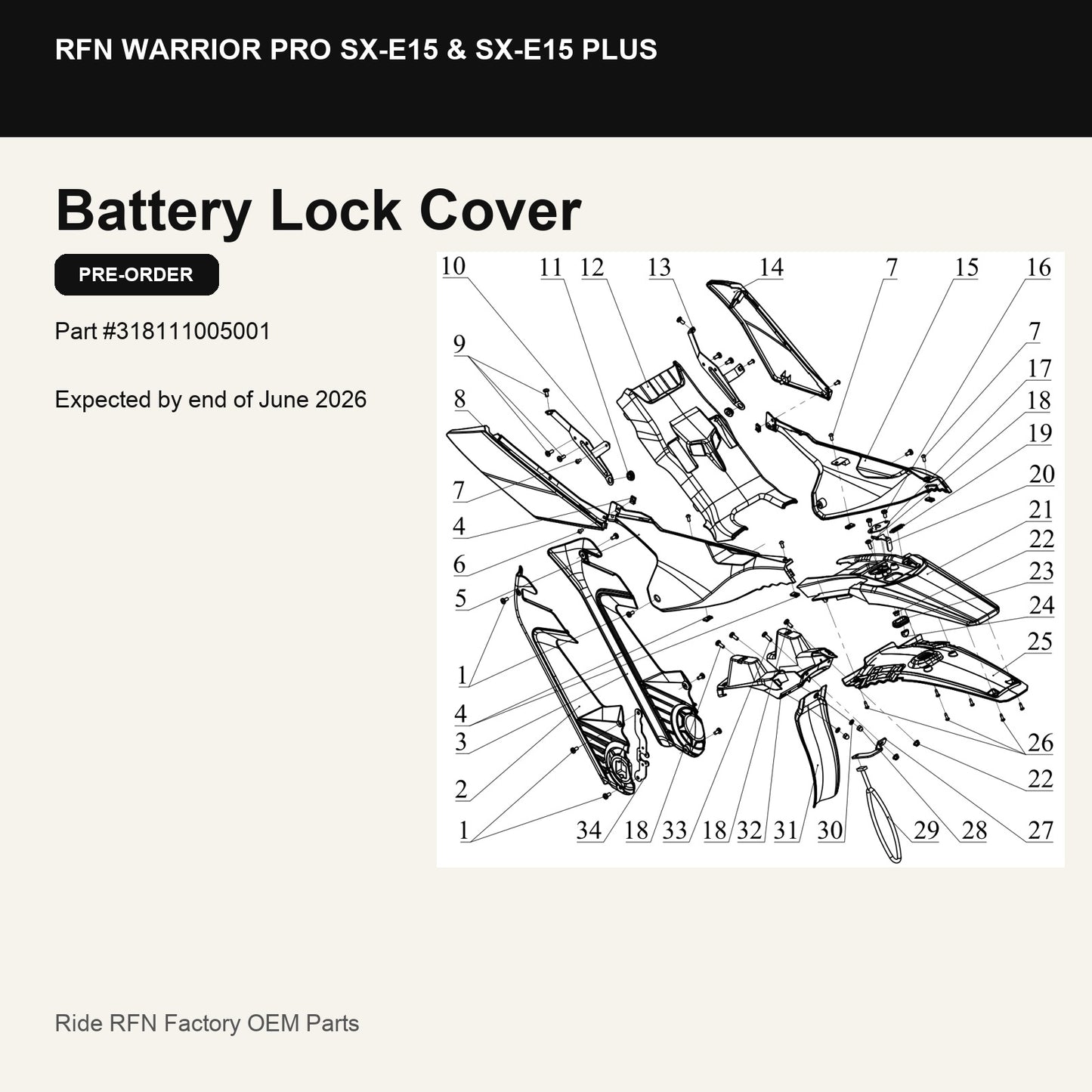Battery Lock Cover For RFN Warrior Pro SX-E15 & SX-E15 Plus