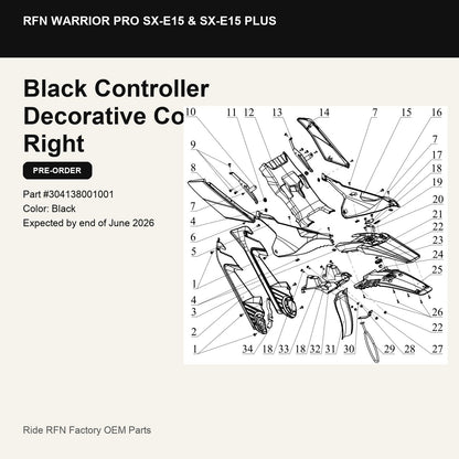 Black Controller Decorative Cover Right For RFN Warrior Pro SX-E15 & SX-E15 Plus