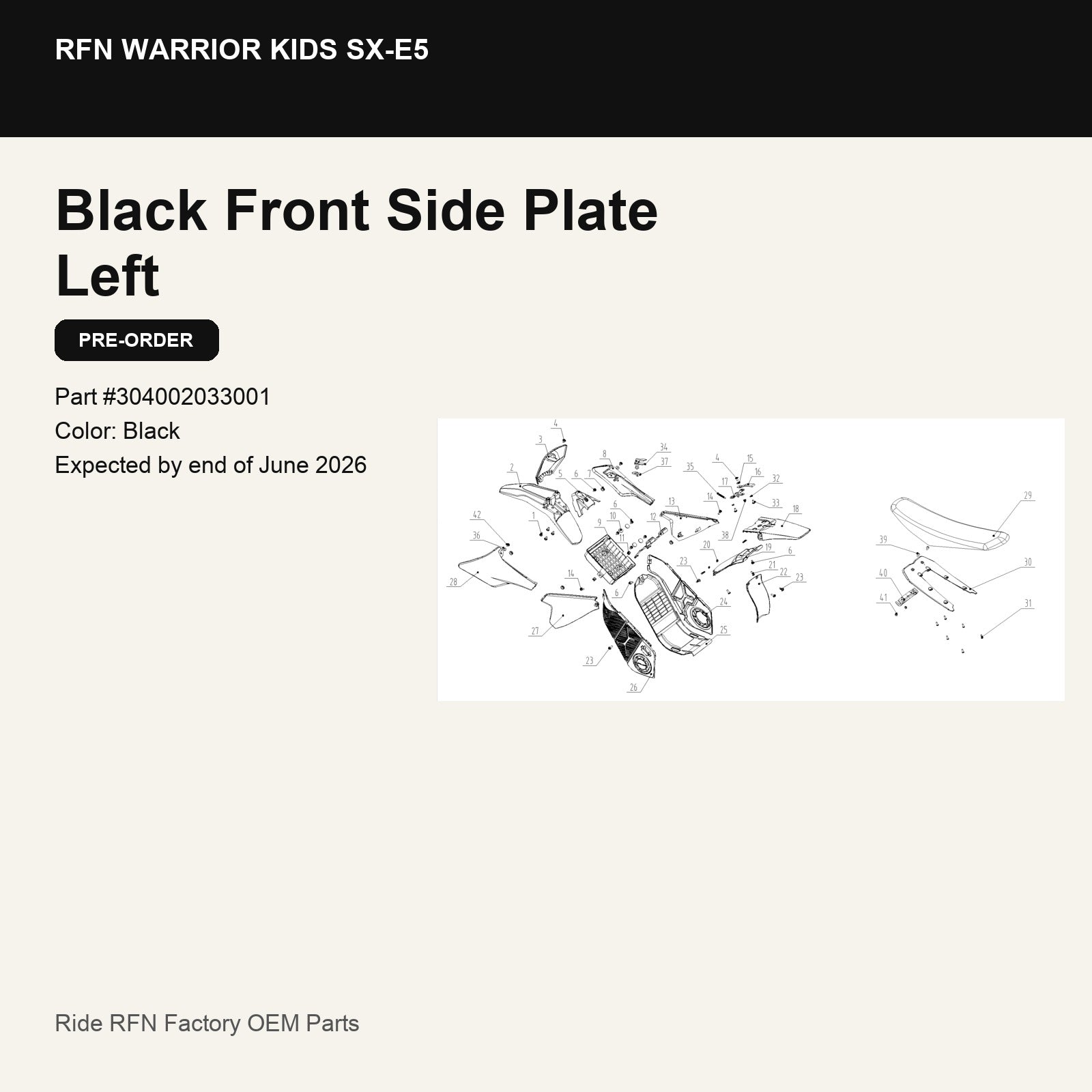 Black Front Side Plate Left For RFN Warrior Kids SX-E5