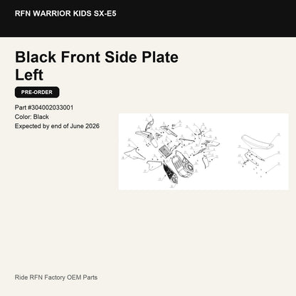 Black Front Side Plate Left For RFN Warrior Kids SX-E5