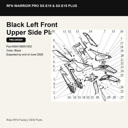 Black Left Front Upper Side Plate For RFN Warrior Pro SX-E15 & SX-E15 Plus