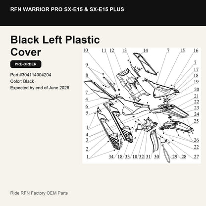 Black Left Plastic Cover For RFN Warrior Pro SX-E15 & SX-E15 Plus