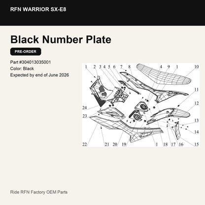 Black Number Plate For RFN Warrior SX-E8