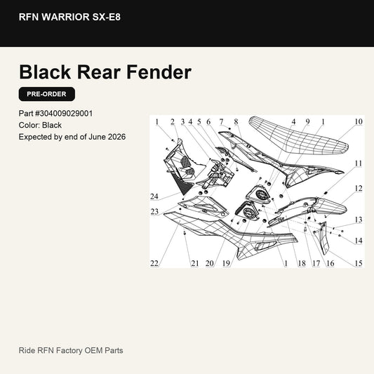 Black Rear Fender For RFN Warrior SX-E8