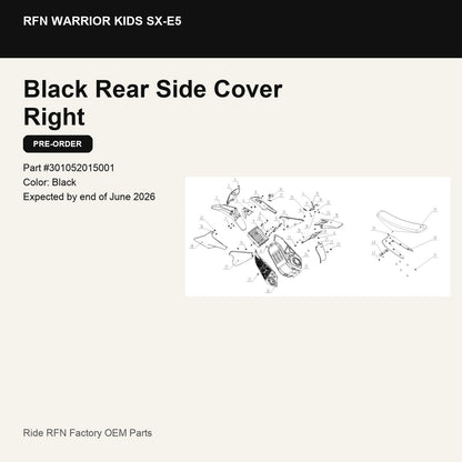 Black Rear Side Cover Right For RFN Warrior Kids SX-E5