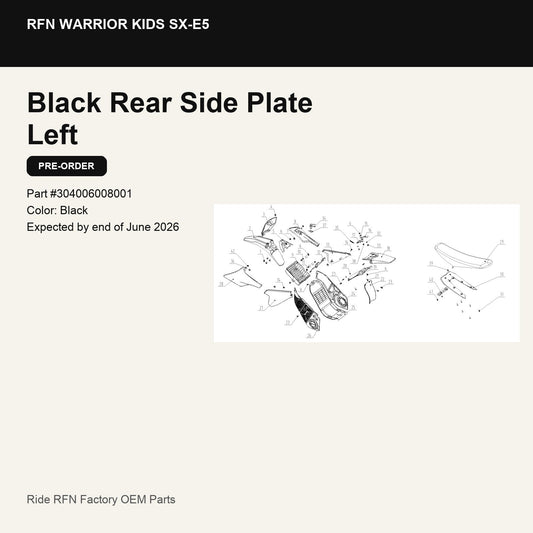 Black Rear Side Plate Left For RFN Warrior Kids SX-E5