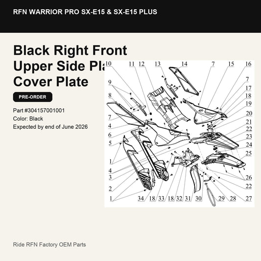 Black Right Front Upper Side Plate Cover Plate For RFN Warrior Pro SX-E15 & SX-E15 Plus