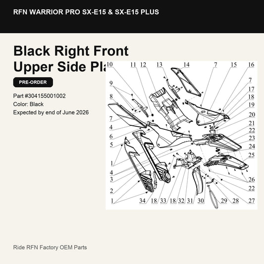 Black Right Front Upper Side Plate For RFN Warrior Pro SX-E15 & SX-E15 Plus