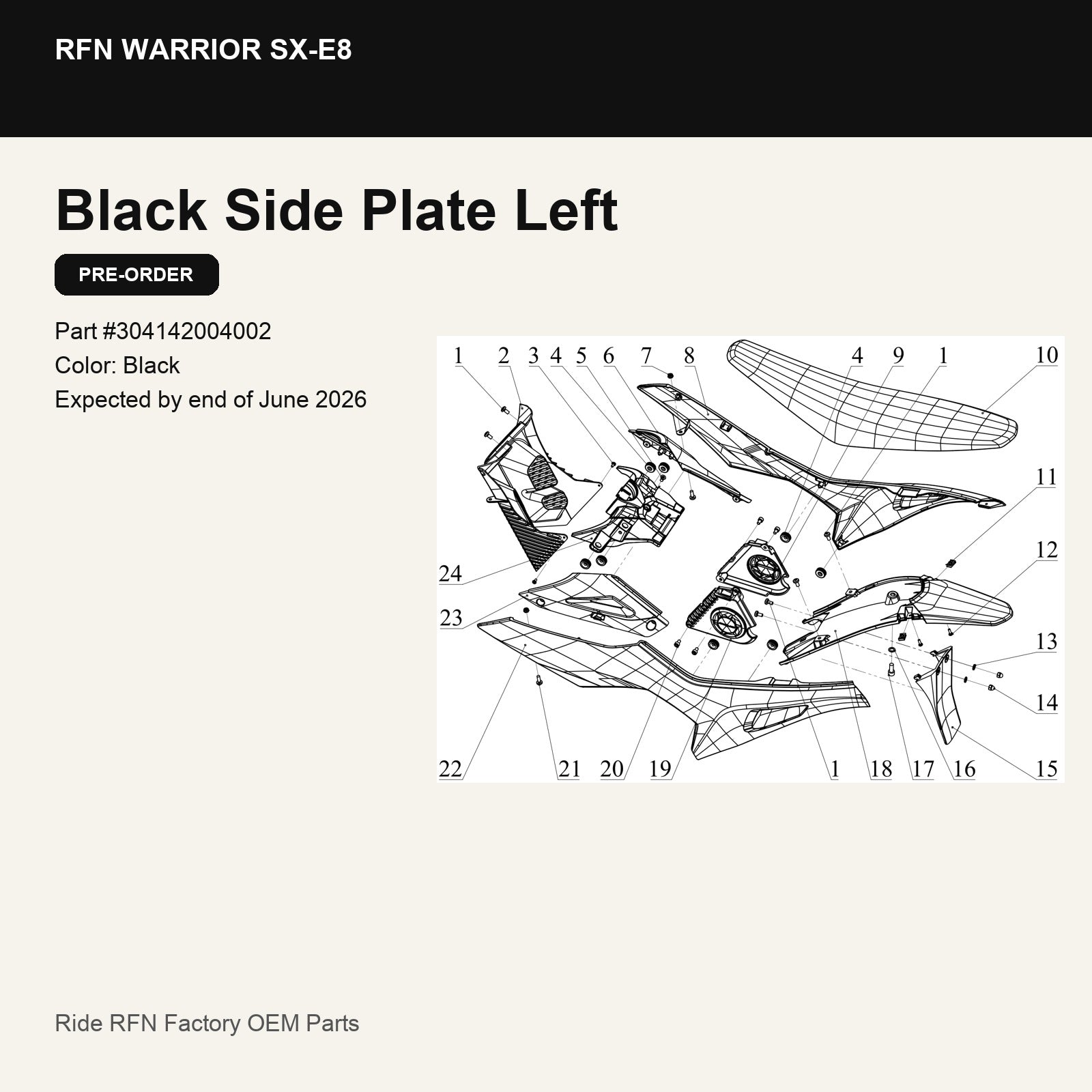 Black Side Plate Left For RFN Warrior SX-E8