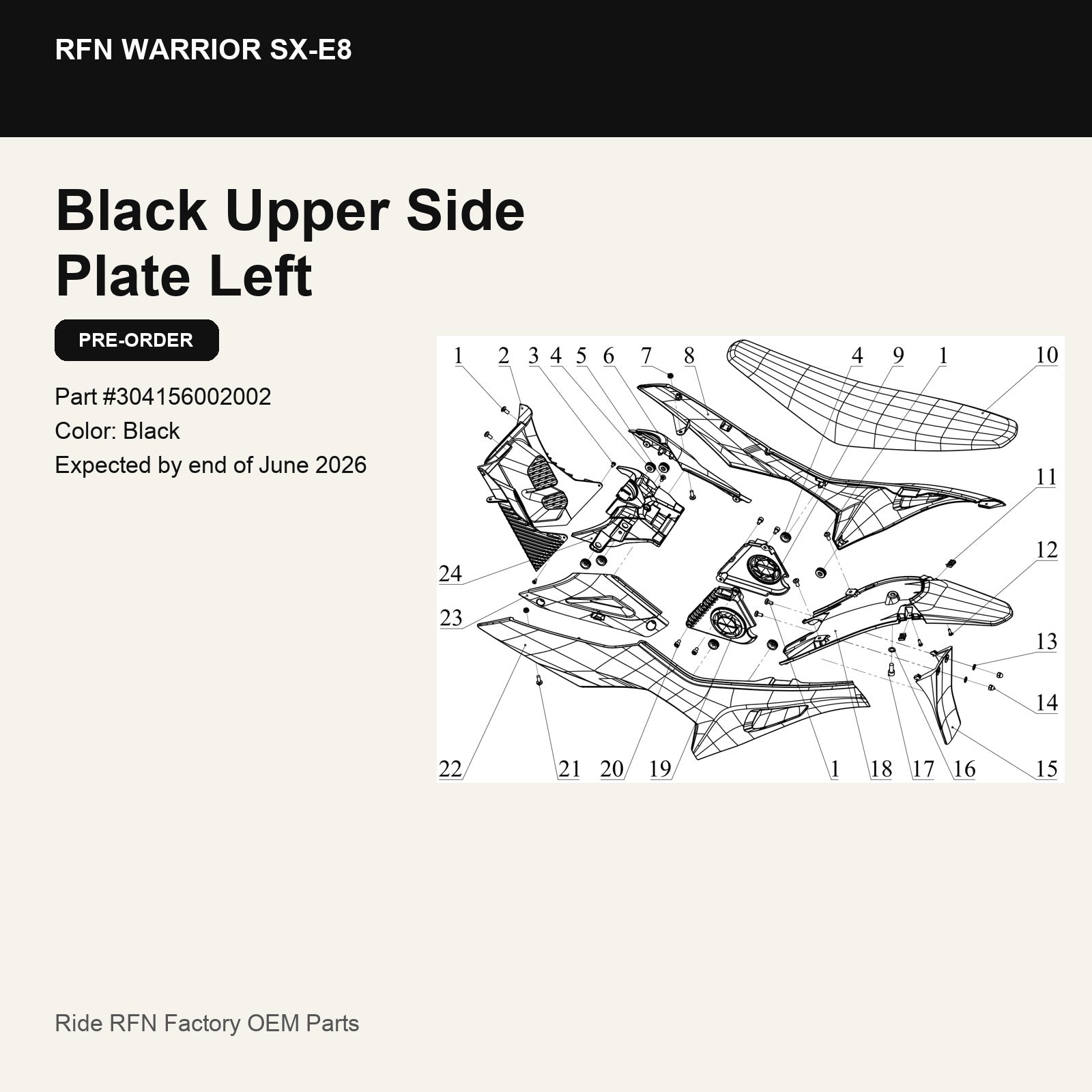 Black Upper Side Plate Left For RFN Warrior SX-E8