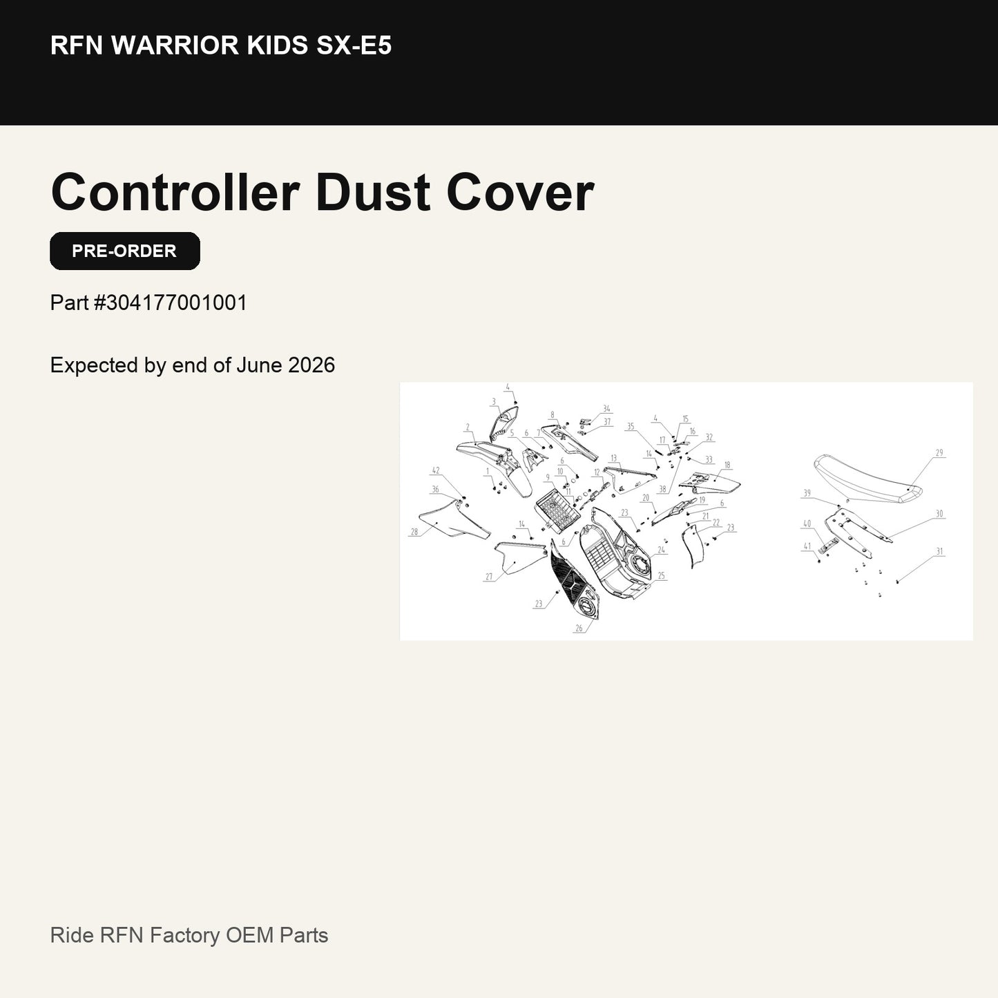 Controller Dust Cover For RFN Warrior Kids SX-E5