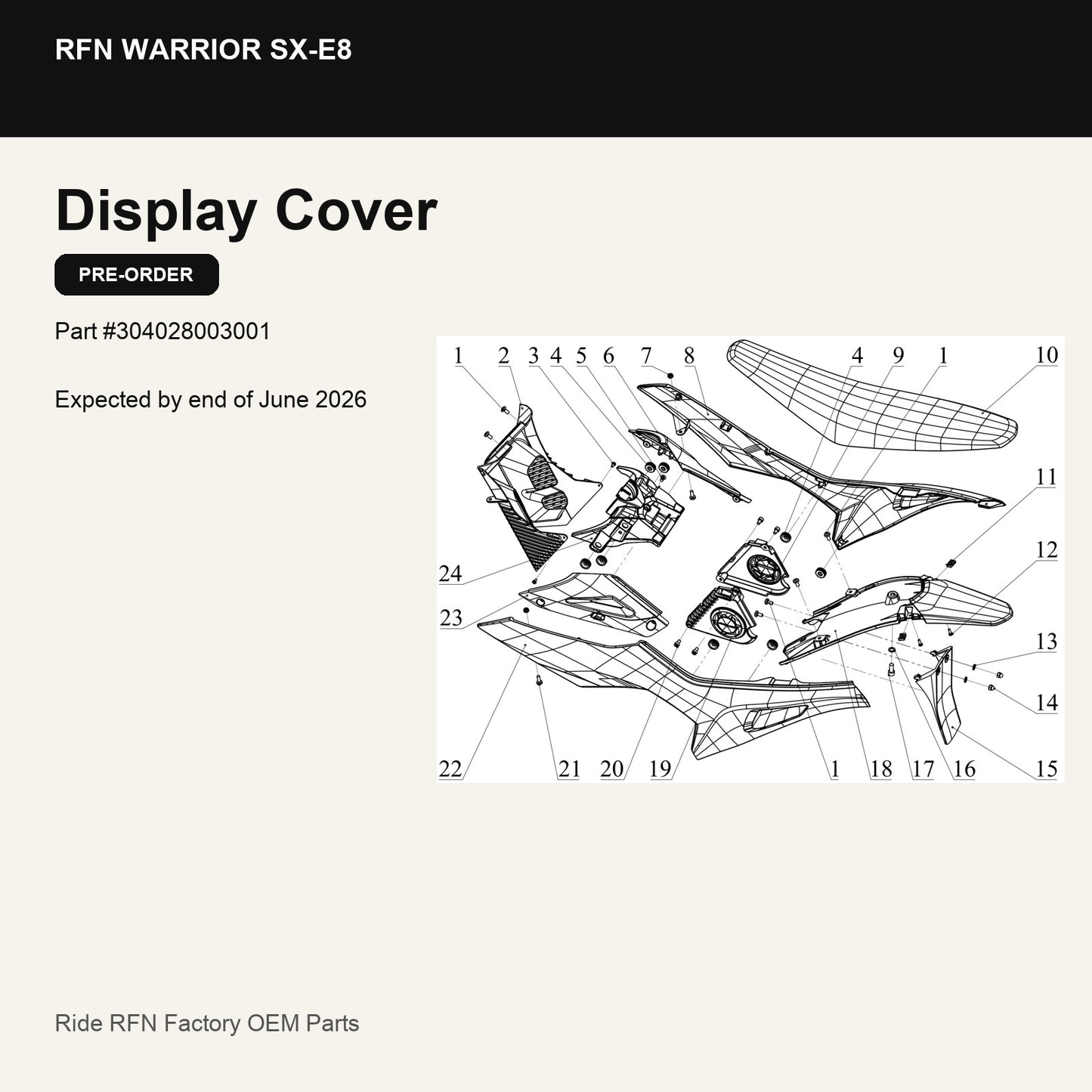 Display Cover For RFN Warrior SX-E8