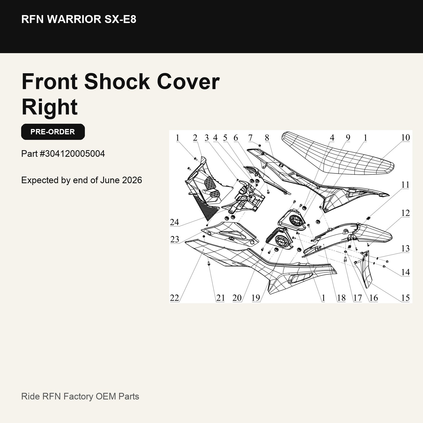 Front Shock Cover Right For RFN Warrior SX-E8