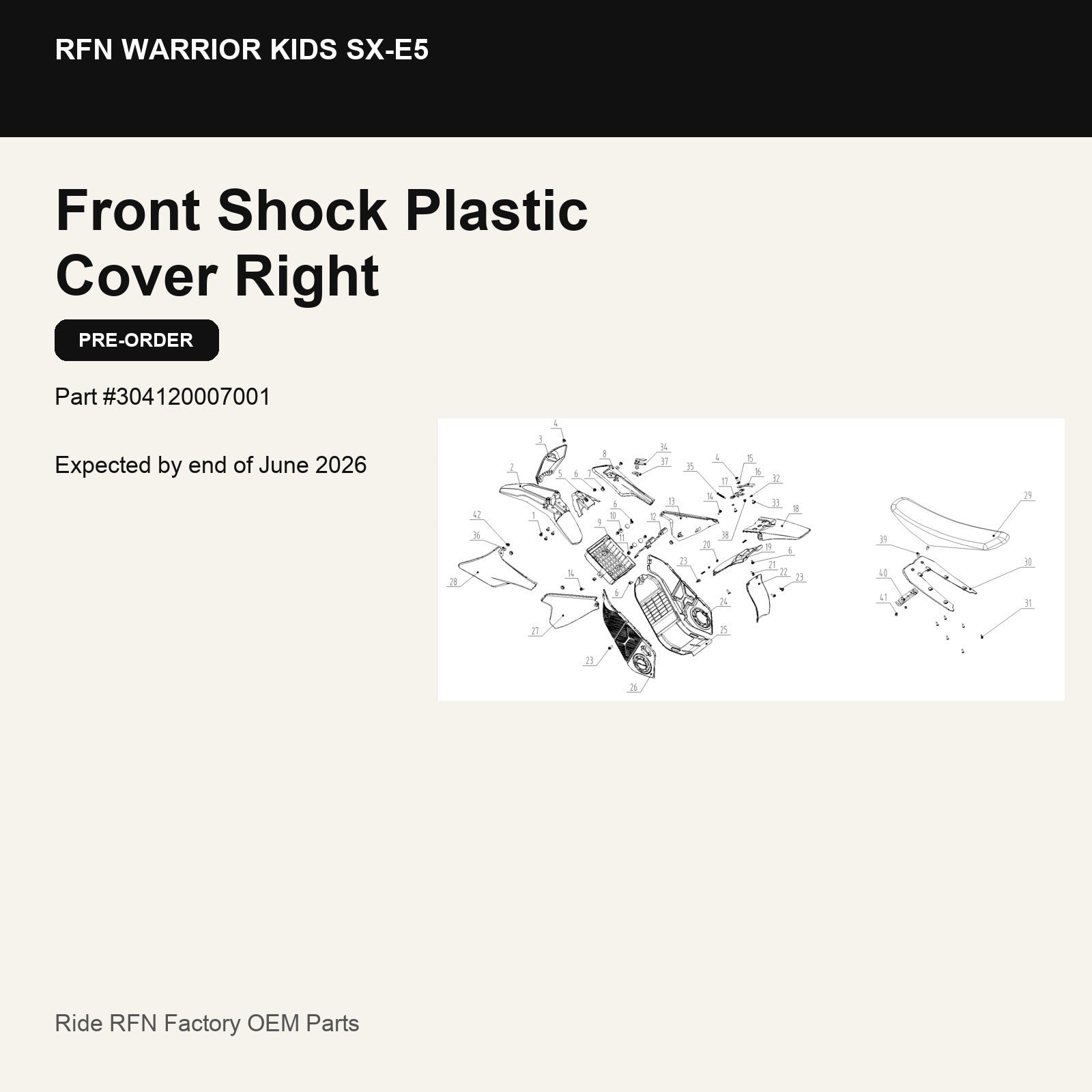 Front Shock Plastic Cover Right For RFN Warrior Kids SX-E5