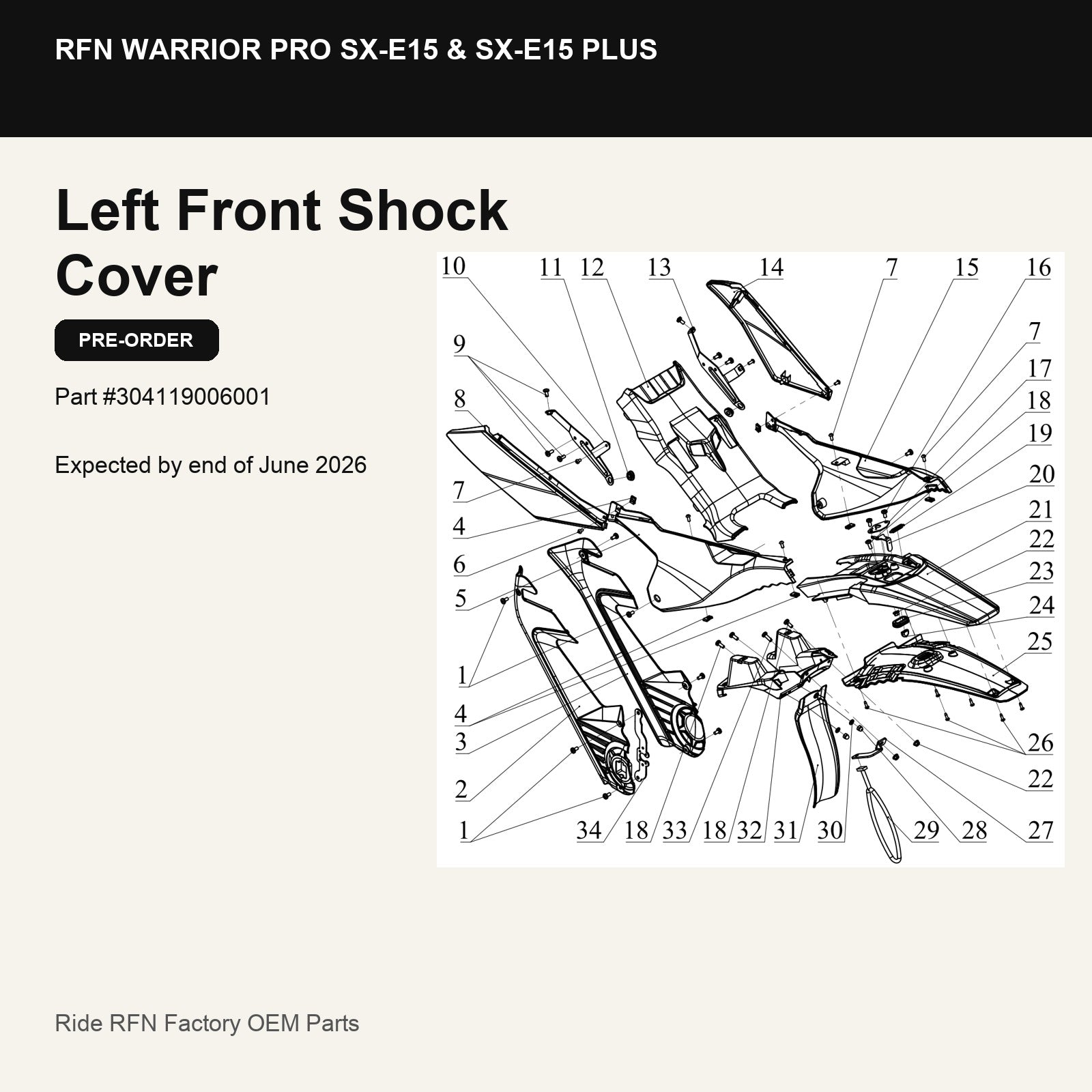 Left Front Shock Cover For RFN Warrior Pro SX-E15 & SX-E15 Plus