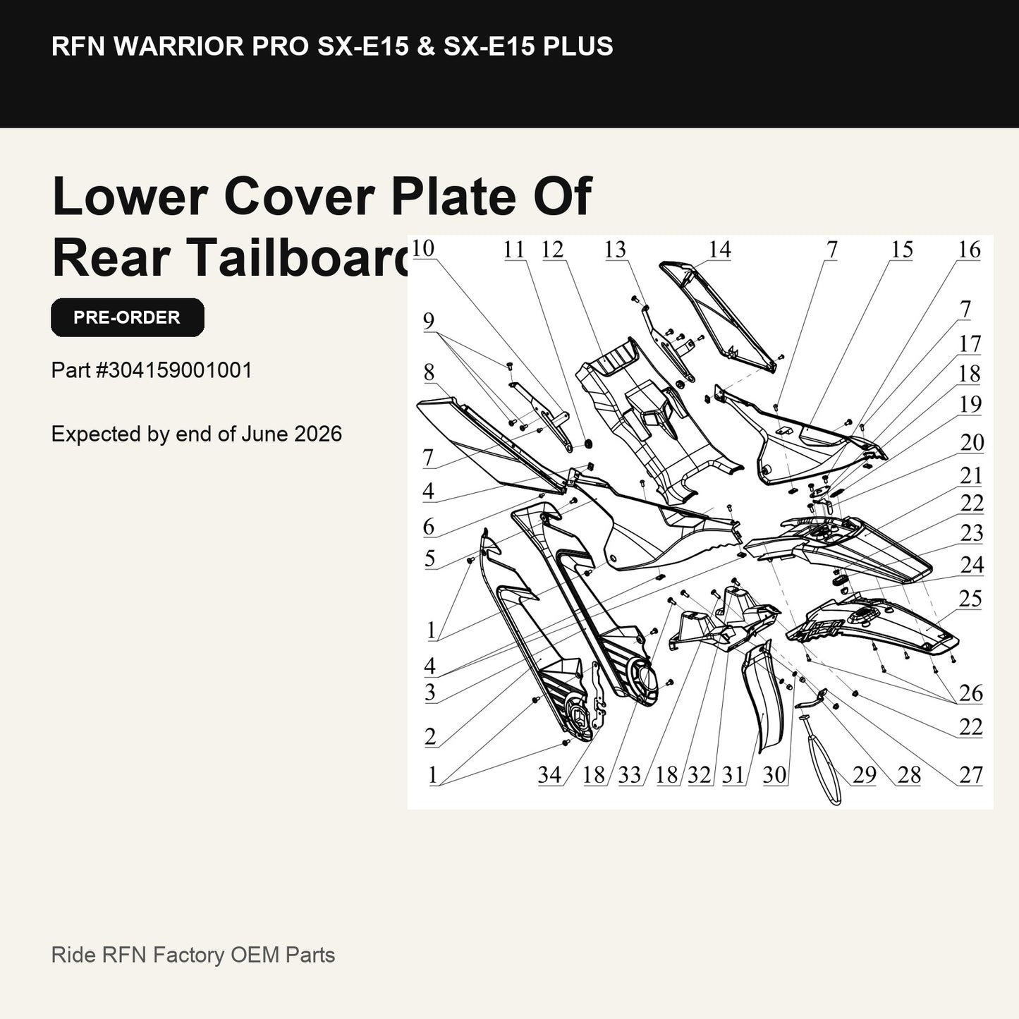 Lower Cover Plate Of Rear Tailboard For RFN Warrior Pro SX-E15 & SX-E15 Plus