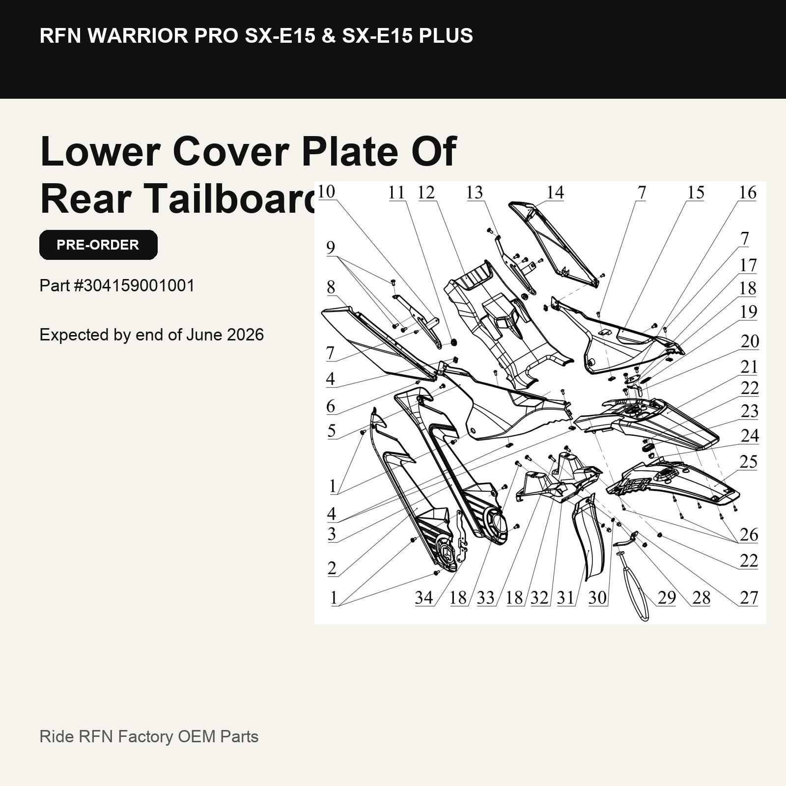 Lower Cover Plate Of Rear Tailboard For RFN Warrior Pro SX-E15 & SX-E15 Plus