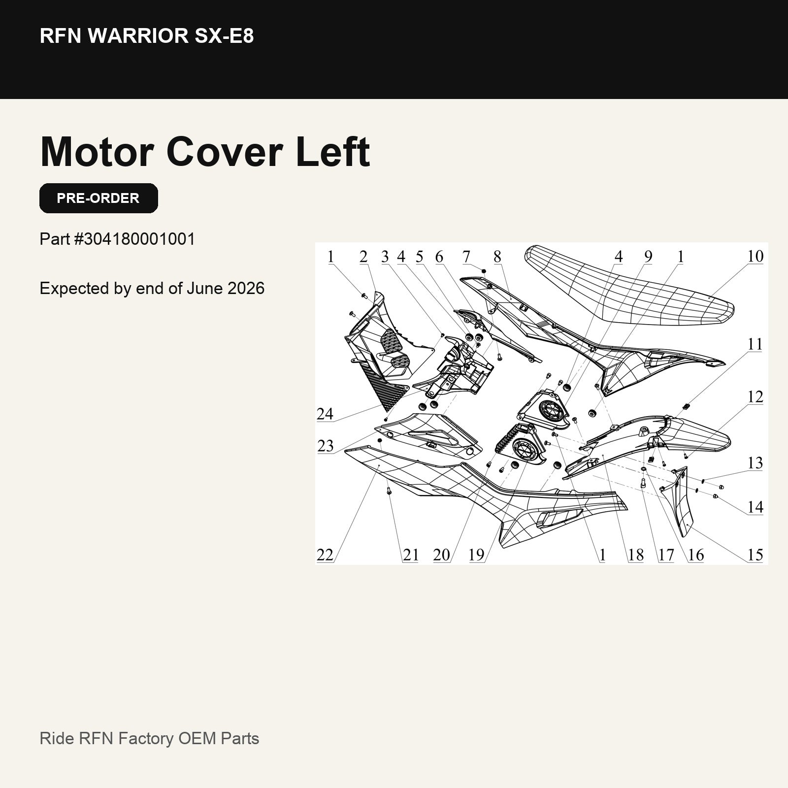 Motor Cover Left For RFN Warrior SX-E8