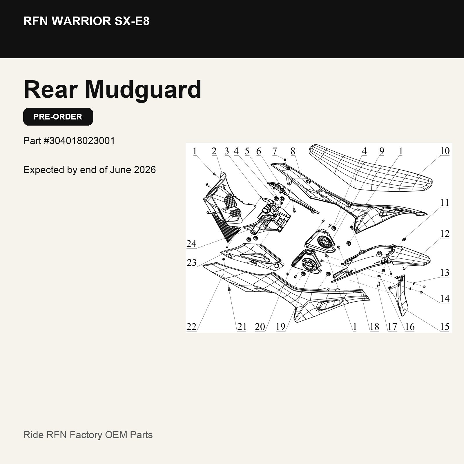 Rear Mudguard For RFN Warrior SX-E8