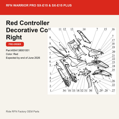 Red Controller Decorative Cover Right For RFN Warrior Pro SX-E15 & SX-E15 Plus