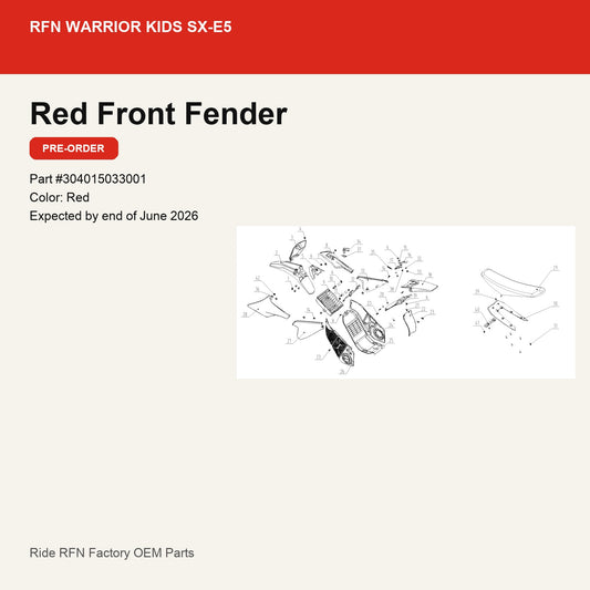 Red Front Fender For RFN Warrior Kids SX-E5