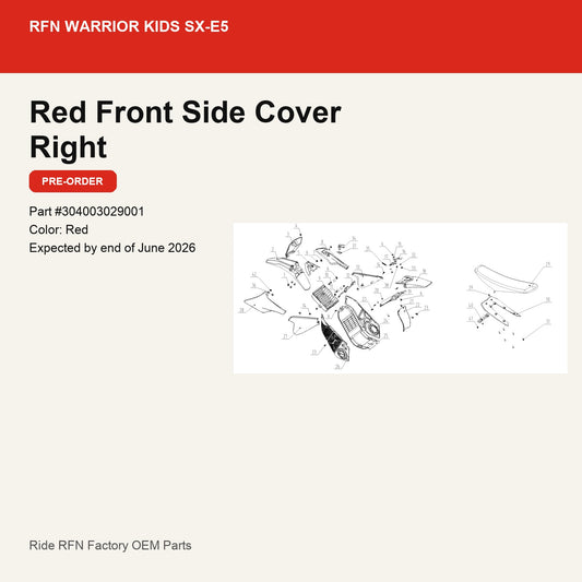 Red Front Side Cover Right For RFN Warrior Kids SX-E5