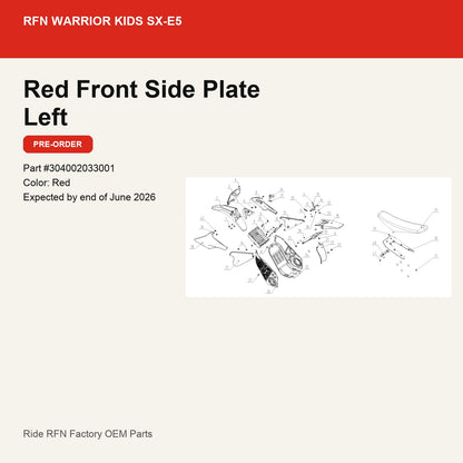 Red Front Side Plate Left For RFN Warrior Kids SX-E5