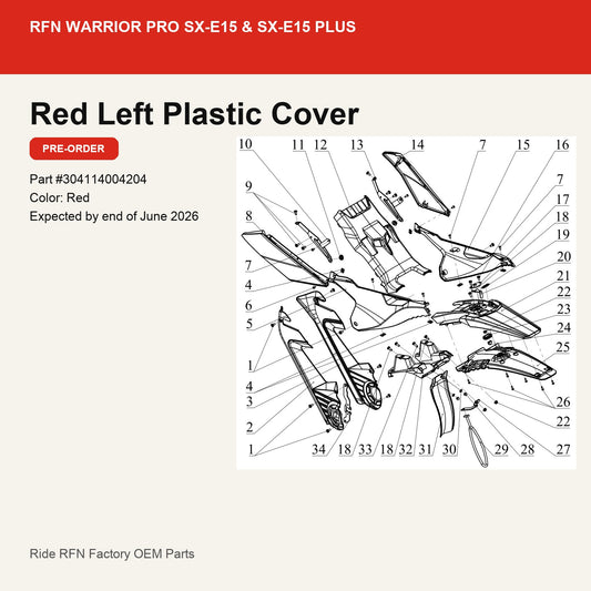 Red Left Plastic Cover For RFN Warrior Pro SX-E15 & SX-E15 Plus