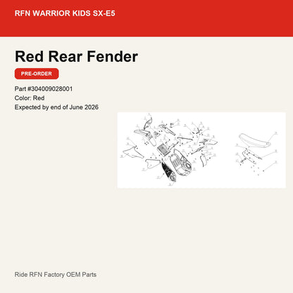 Red Rear Fender For RFN Warrior Kids SX-E5