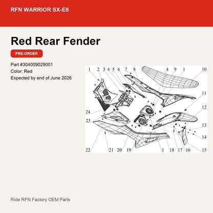 Red Rear Fender For RFN Warrior SX-E8