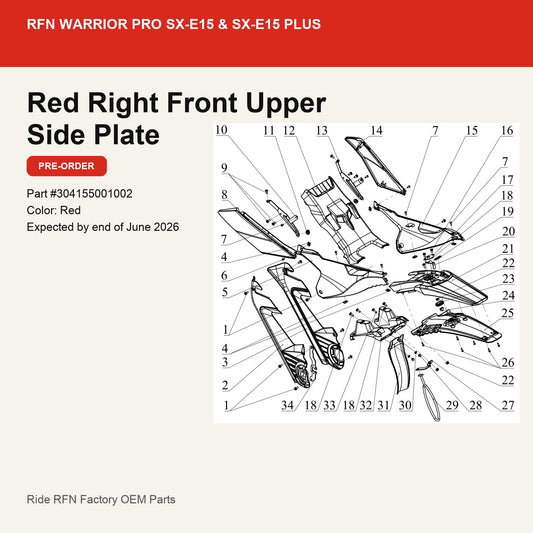 Red Right Front Upper Side Plate For RFN Warrior Pro SX-E15 & SX-E15 Plus