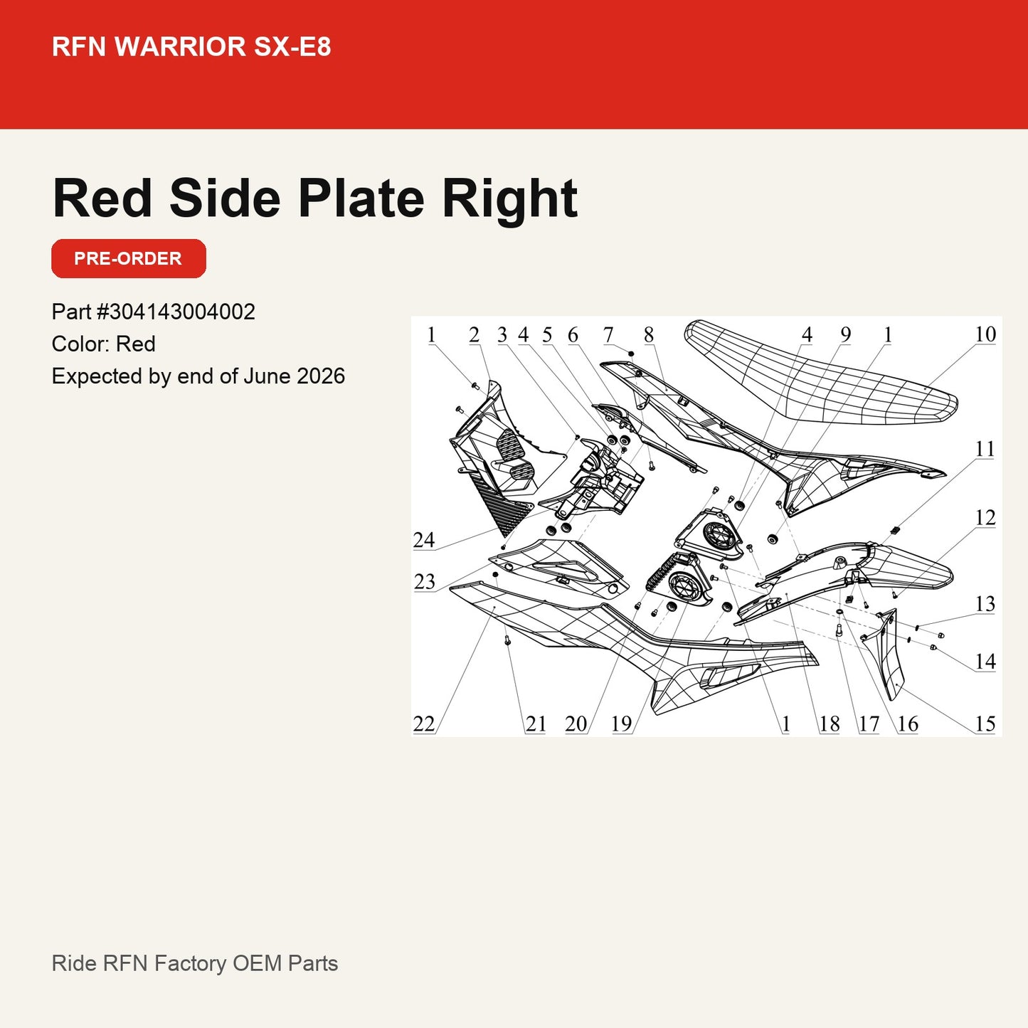 Red Side Plate Right For RFN Warrior SX-E8