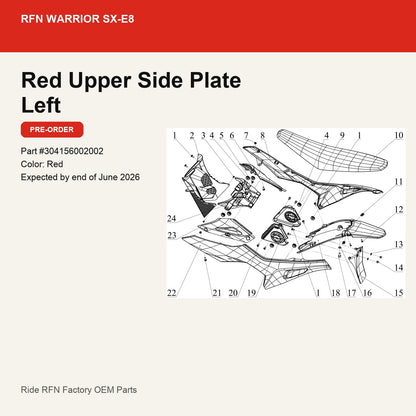 Red Upper Side Plate Left For RFN Warrior SX-E8