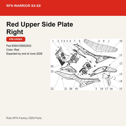 Red Upper Side Plate Right For RFN Warrior SX-E8