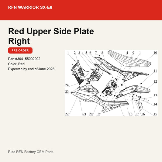Red Upper Side Plate Right For RFN Warrior SX-E8